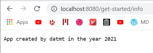 custom properties set in application properties file displayed.