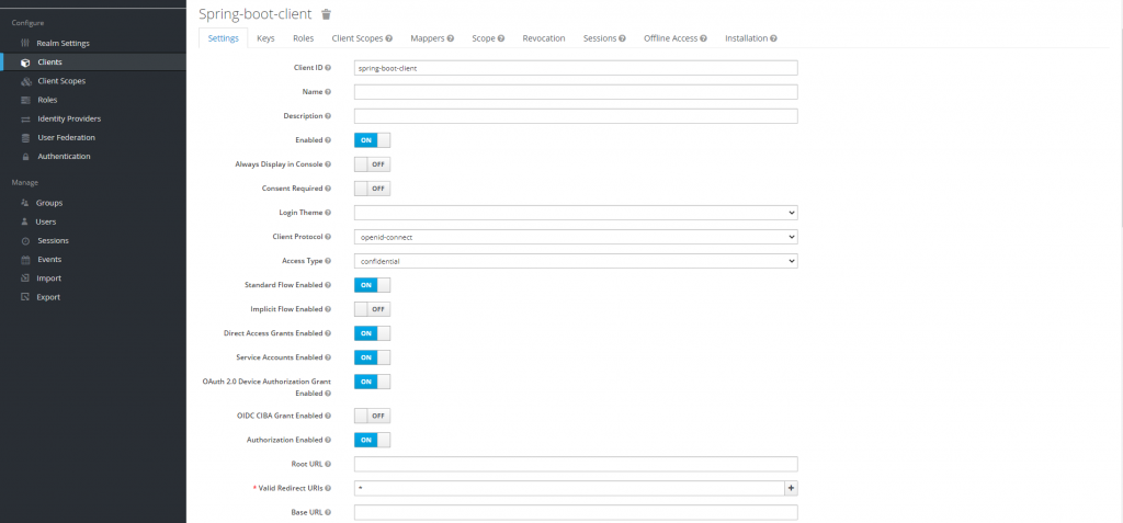 keycloak client’s configuration
