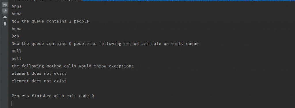Running Queue code example output