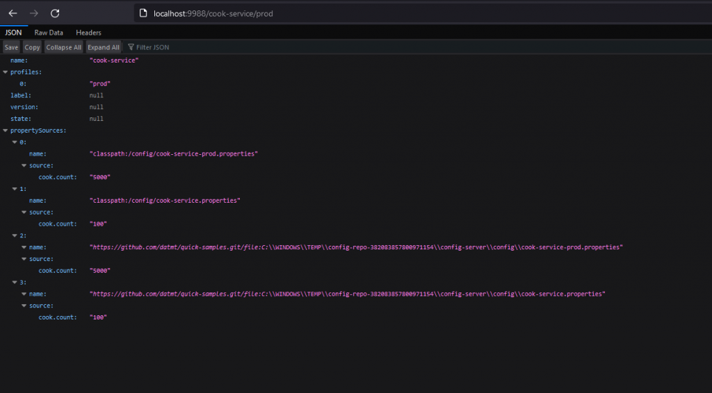 Config server reads configuration from git