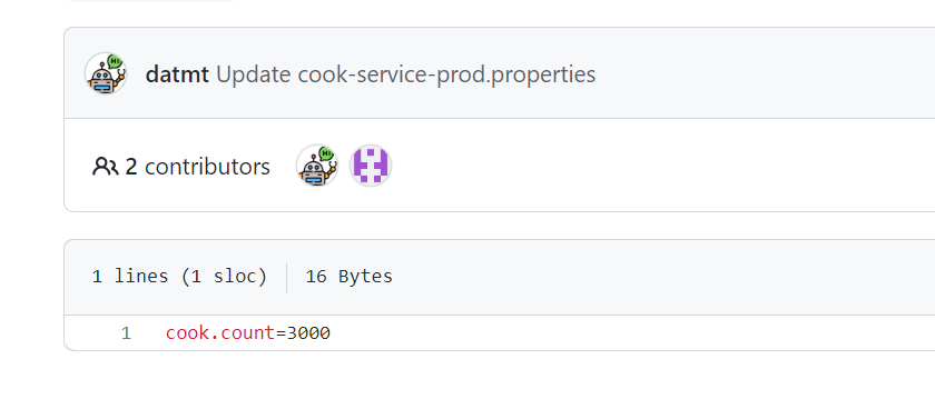 Changing configuration values on git