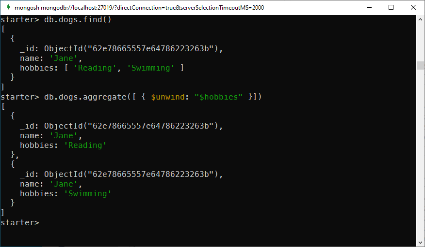MongoDB $unwind example