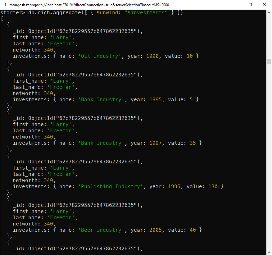MongoDB unwind stage