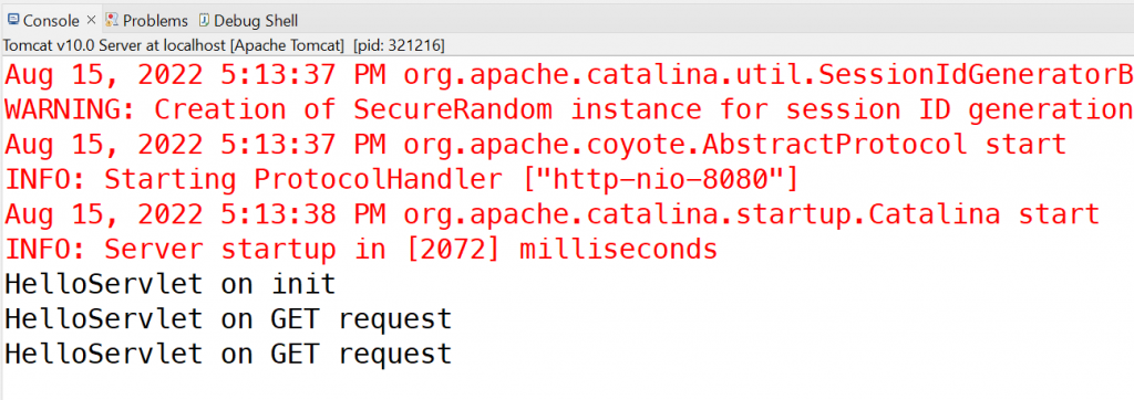 Servlet init and service