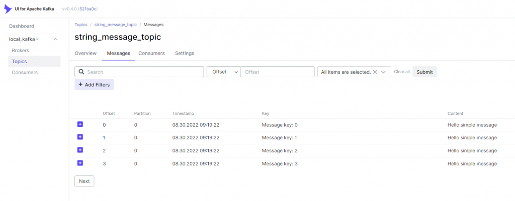 Viewing Kafka messages