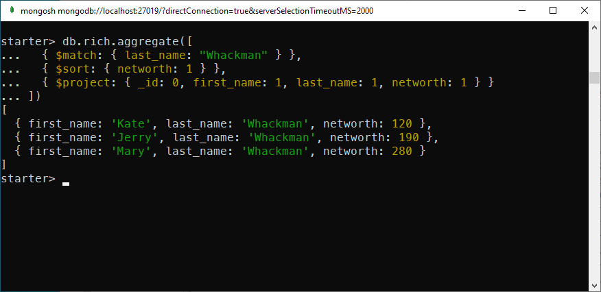 A simple MongoDB aggregation operation