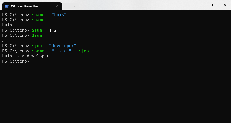 Basic operations on variables