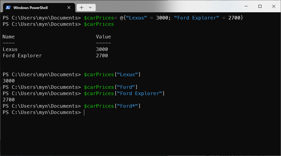 Declare a HashMap and get elements by key