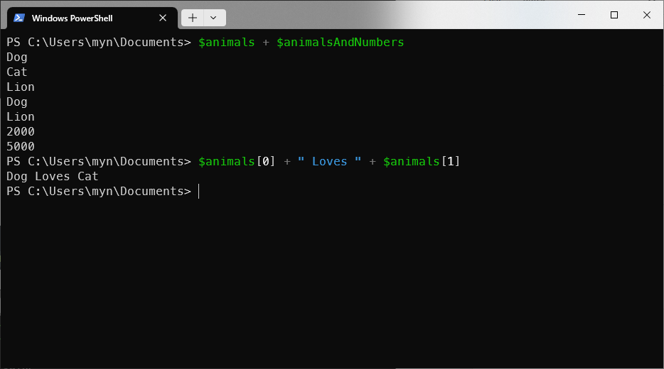 Operations on powershell array