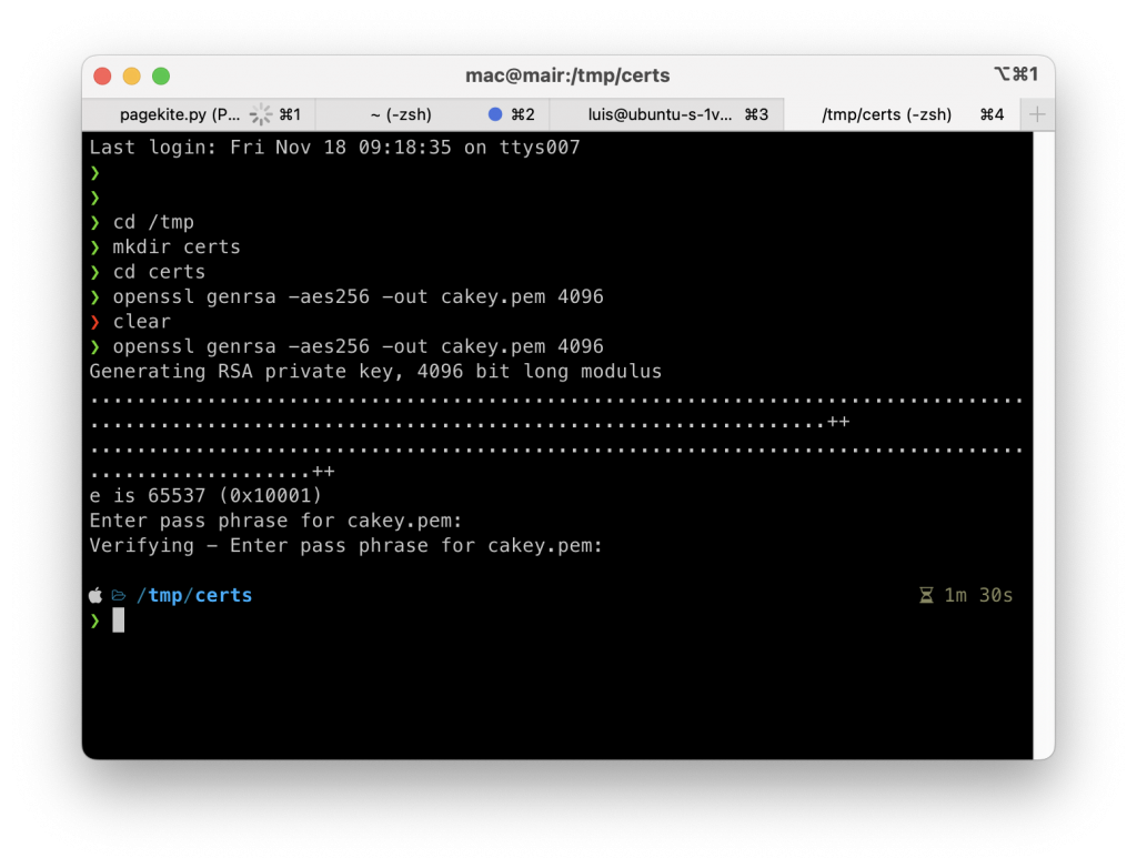 Generate the CA’s private key