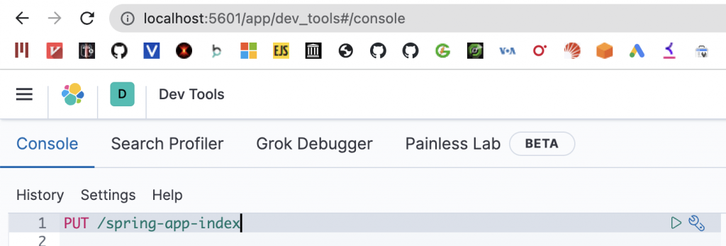 Query to create a new index in Kibana
