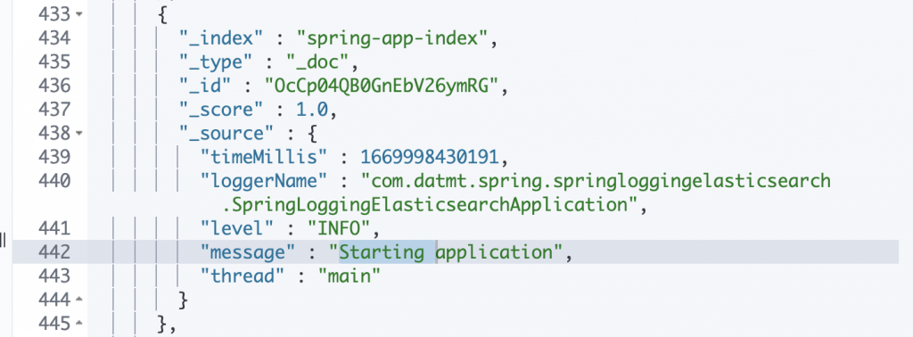 Log message successfully delivered to Elasticsearch