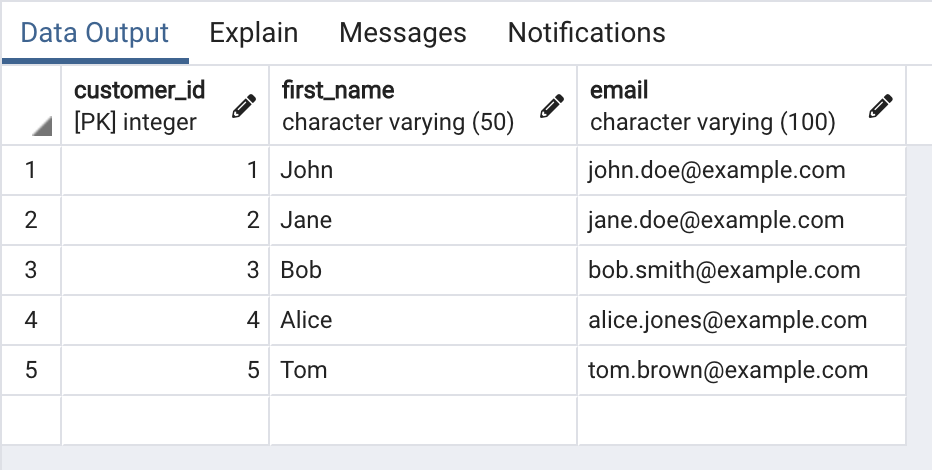Selecting specific columns from a table