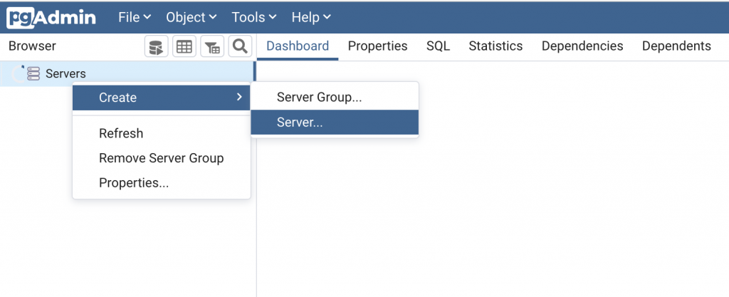 Add a new PostgreSQL server