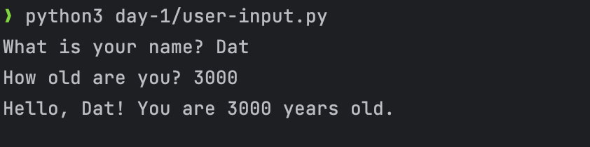Accepting user input in python