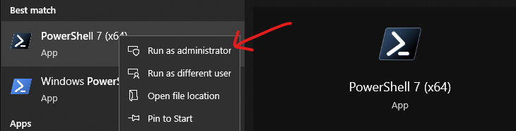 Open PowerShell as Admin
