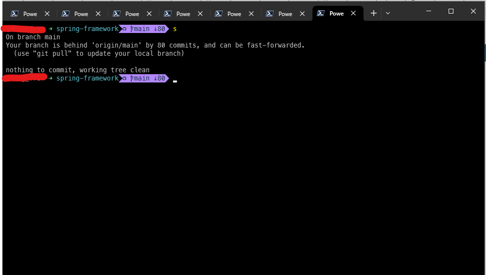 Using the git status alias on powershell