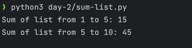 Sumlist output