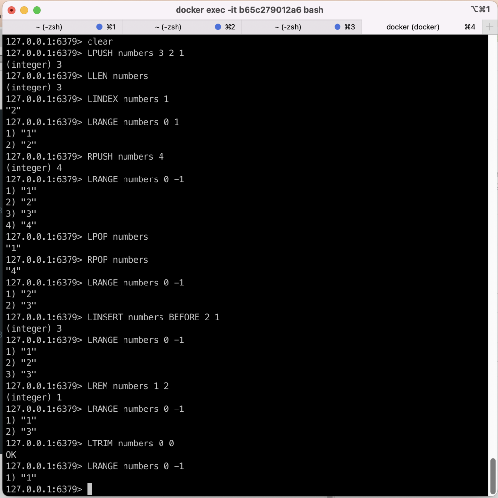 Redis operations on list