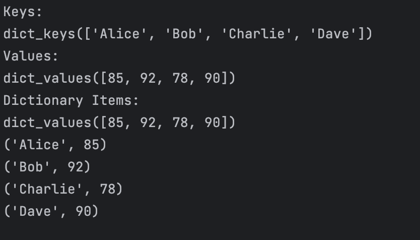 Dictionary operations