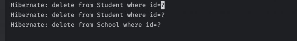 sql log of deleting a parent entity