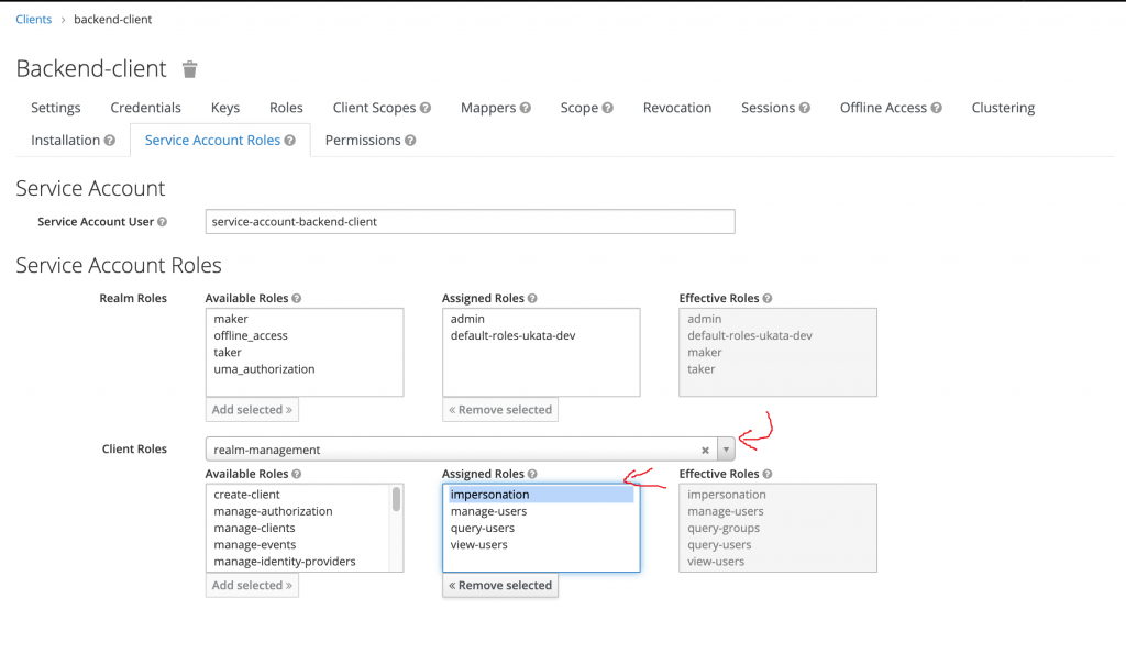 configure impersonation for the client