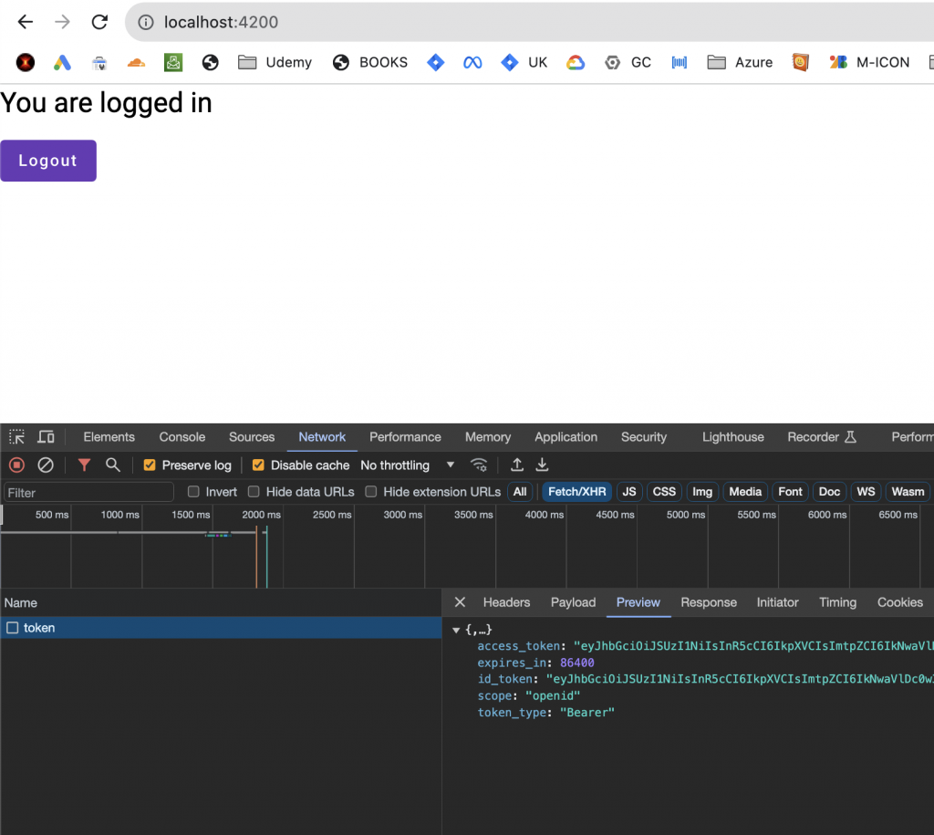 Call to Auth0 token endpoint
