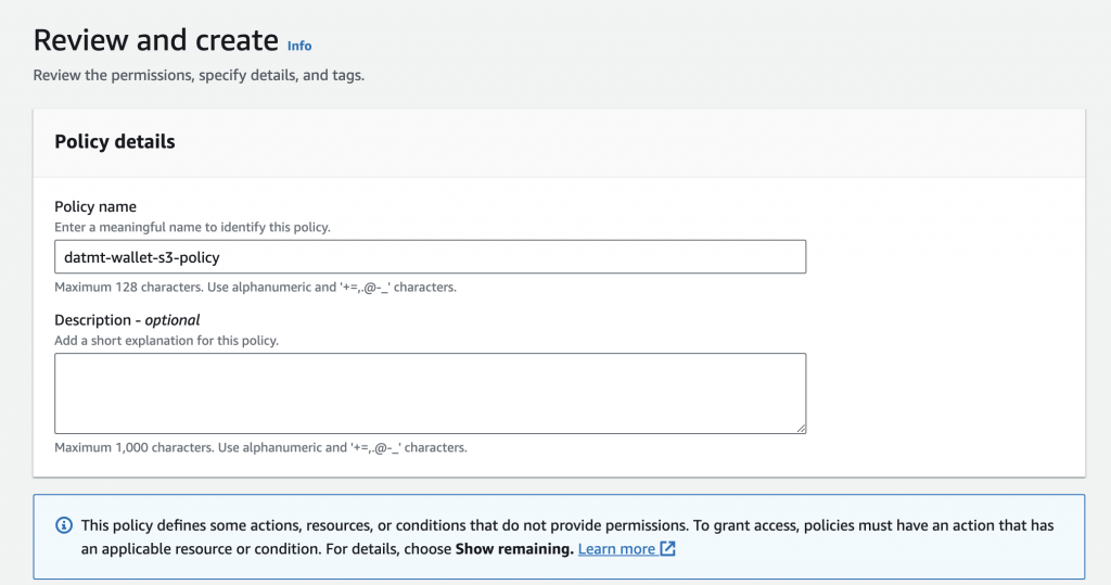 review and create IAM account