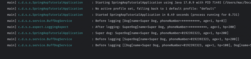 Spring AOP logging in action