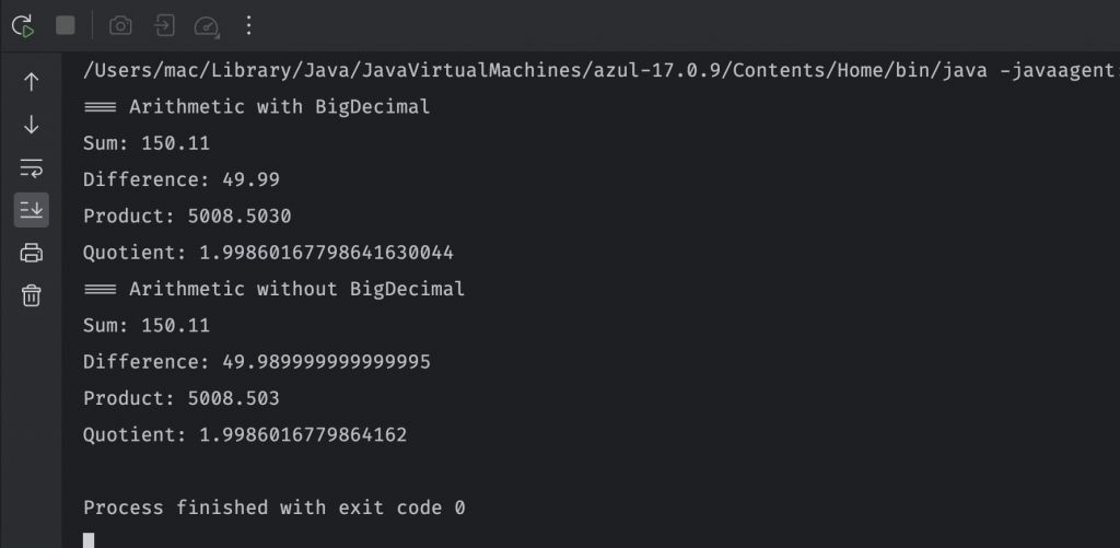 Arithmetic with and without BigDecimal