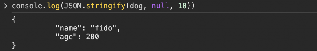 pretty print json with indentation 10