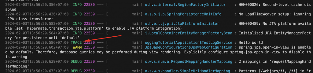 Viewing TRACE/DEBUG logs in spring boot application